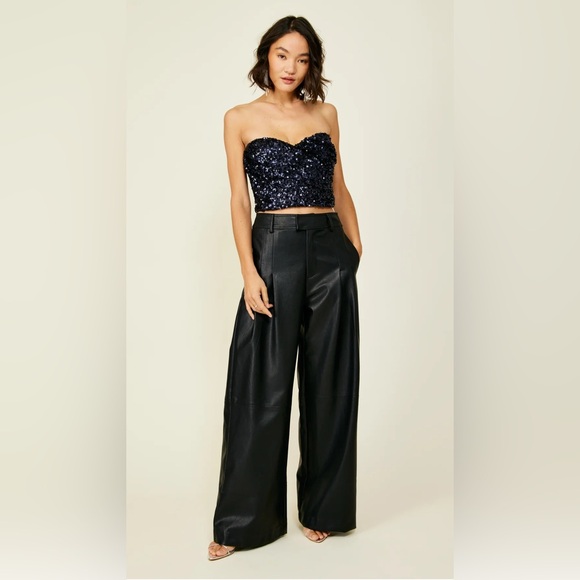 Line & Dot Tops - Line & Dot Dark Navy Blue Sequin Strapless Top Size Large NWT
